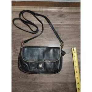 Vintage Harley Davidson Black Leather Biker Studded Foldover Wallet Satchel Bag